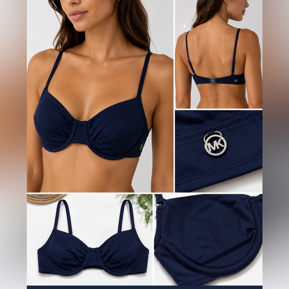 Michael Kors Navy Blue Underwire Bikini Top Size M New No Tags